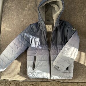 A&F Cozy Puffer Coat in a blue ombre